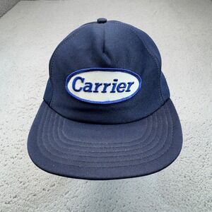 Vintage Carrier Snapback Hat Cap‎ Navy Blue USA Made Patch Trucker Workwear HVAC